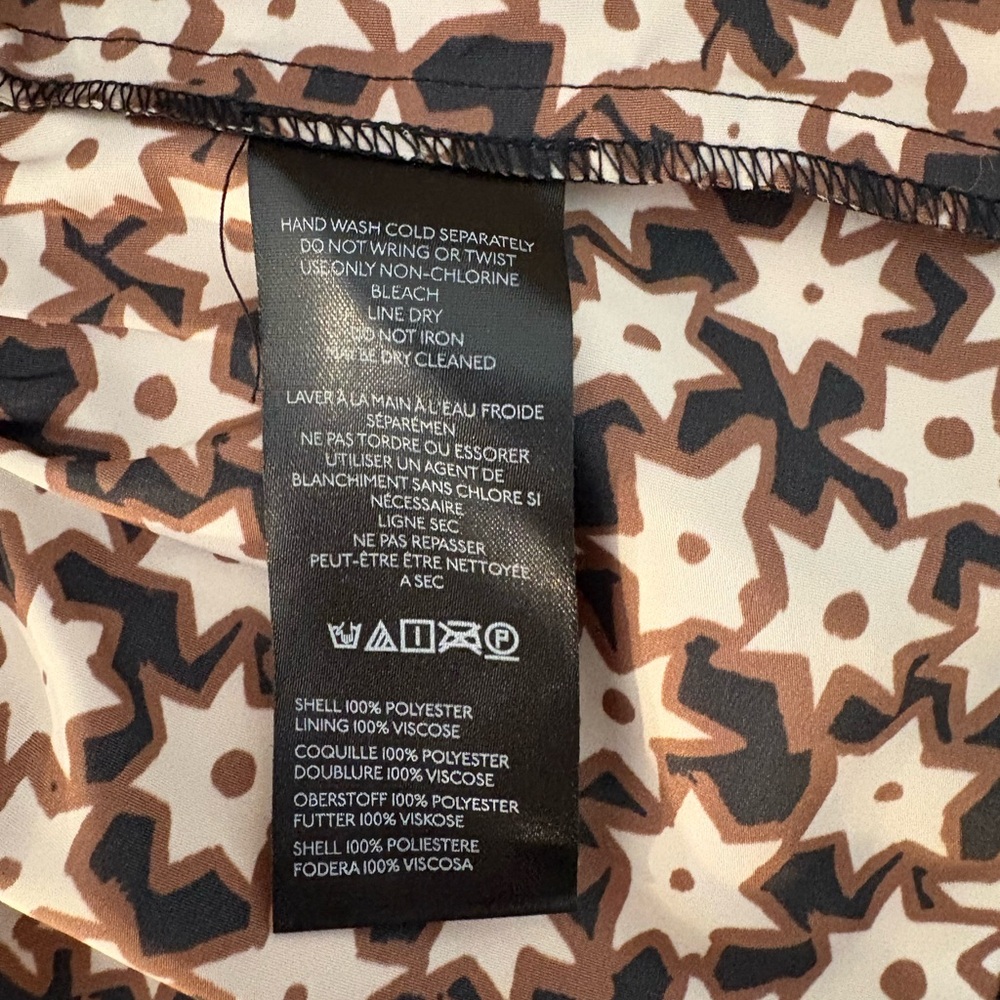 NWOT Anthropologie Geometric Star Dress in Black and Brown. Size Large Pettie. - Picture 5 of 9